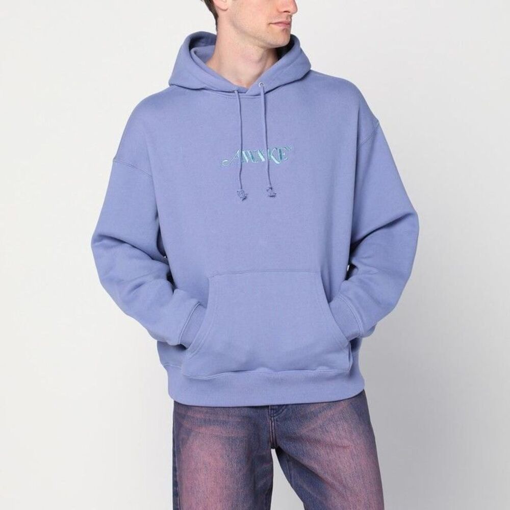 AWAKE NY Logo Embroidered Hoodie Men PURPLE Sweaters & Cardigans